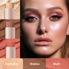 MKNZOME 3Pcs Cream Contour Stick, with Highlighter Stick Milk Bronzer Stick Blush Stick, Face Contour Stick Highlighter Makeup with Makeup Brush and Sponge, Easy to Sculpt the Face, Long Lasting