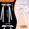 HINZIC 6PCS 4.4inch White Hair Bows Long Ribbon Satin Bow Hair Clips Barrettes Wedding Prom Engagement Halloween Decorative Hair Accessories for Teen Girl Women Bride Thin Hair