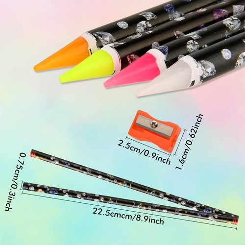 4Pcs Rhinestone Picker Tool Self Adhesive Wax Pencil Diamond Art Tools Rhinestone Applicator Nail Point Drill Pen Resin Picker Dotting for Nail Art DIY with Pencil Sharpener