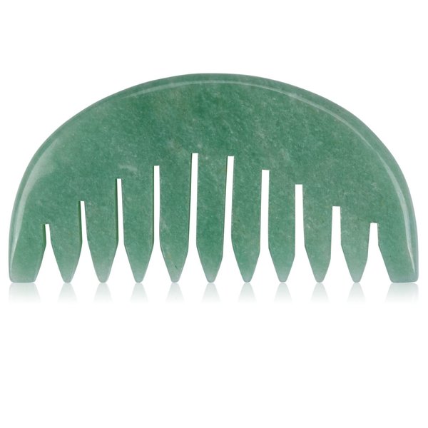 ideayard Jade Massage Comb for Head Anti-Static Hair Jade Stone Comb, Real Natural Jade Stone Gua Sha Scraping Massage Tool for Body Relaxing