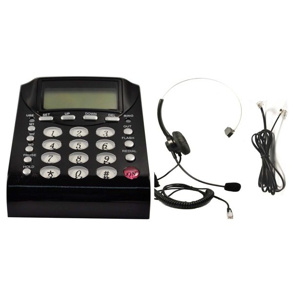 WirelessFinest Work from Home Office Telephone Call Center Dial Key Pad Phone + Headset Headphone with Mute Volume Control