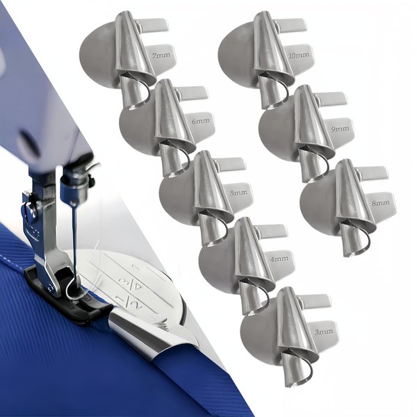 MOTEERLLU 4Pcs Sewing Rolled Hemmer Foot, [7-10mm] Wide Narrow Rolled Hem Presser Foot Set, Universal Sewing Machine Accessories & Supplies (4Pcs - 7/8/9/10mm)