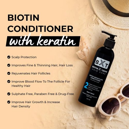 Natural Biotin & Keratin Conditioner for Fuller,Thicker, and Longer Hair for Men's and Women's Hair Growth Color Safe, Paraben and Sulfate Free