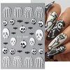 7 Sheets Halloween Skull Nail Art Stickers Scream Ghost Eyes Exquisite 5D Embossed Self-Adhesive Nail Decals Skeleton Clown Design Nail Supplies Spider Nail Art Accessories for Women DIY Decorations