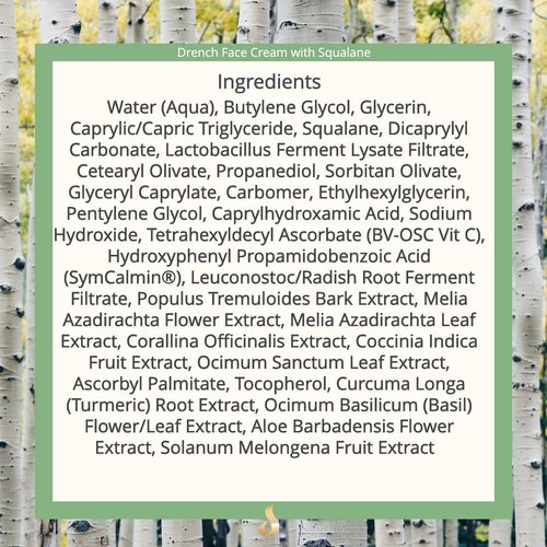 Suzy Cohen Drench Hydrogel Face Moisturizer for Women and Men. Soothes dry, itchy, dull skin and softens fine lines. Anti-aging face cream for dry skin with squalane, aloe, aspen extract & Sym-Calmin.