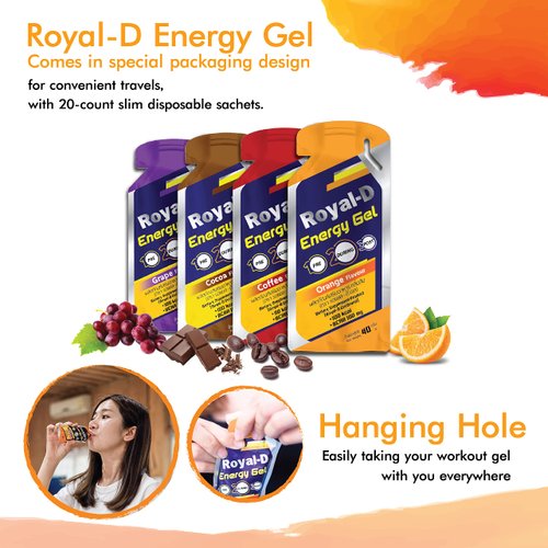 Royal-D Energy Gels for Running - Energy Gel, Running Gels, Sports Gels for Runners, Energy Gel for Cycling, Energy Gel for Running - Assorted Flavors (1.4 Oz Packet, 5 Each - 20 Count)