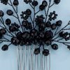 Kercisbeauty Black Rhinestones Beads Hair Comb for Women Girls Halloween Party Black Hair Piece Jewelry