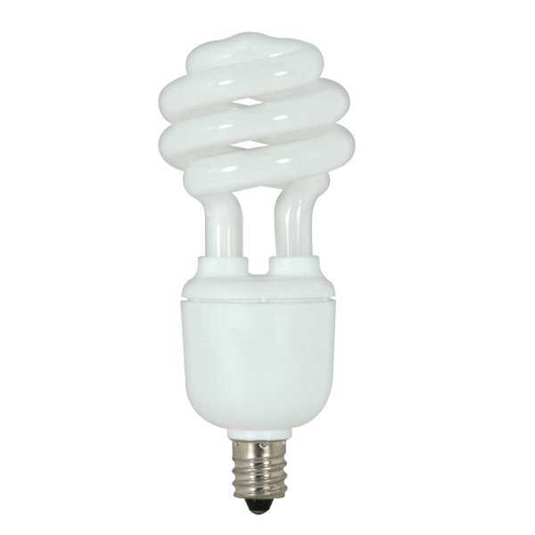 Satco S7363 9-Watt Candelabra Base T2 Mini Spiral, 5000K, 120V, Equivalent to 40-Watt Incandescent Lamp for Enclosed Fixtures