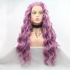 xiweiya 13x3 Lace Long Curly Hair Light Purple Lace Front Wigs Synthetic Curly Wigs Lavender Purple Wig Long Middle Part Daenerys Hair Cosplay Wigs