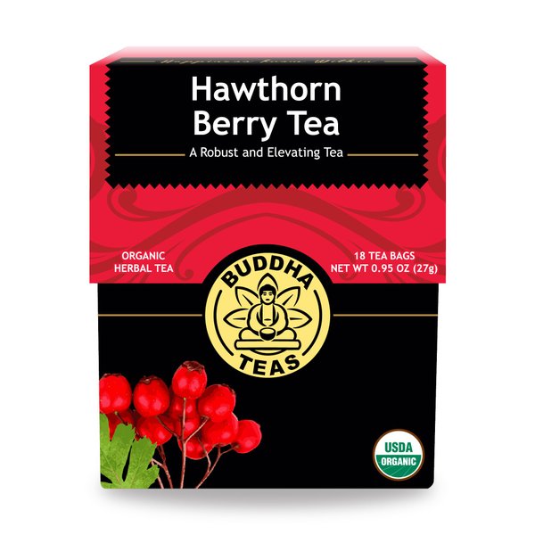 Buddha Teas Organic Hawthorn Berry Tea - OU Kosher, USDA Organic, CCOF Organic, 18 Bleach-Free Tea Bags