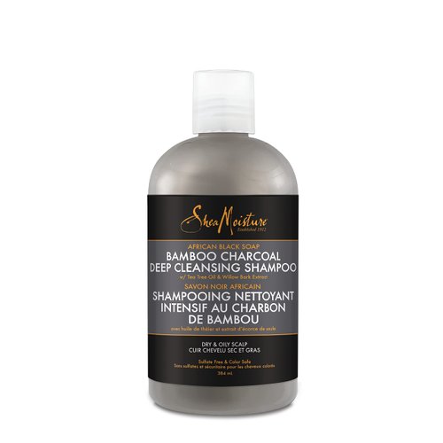 Shea Moisture African Black Soap Bamboo Charcoal Deep Cleansing Shampoo 13 OZ./384 mL