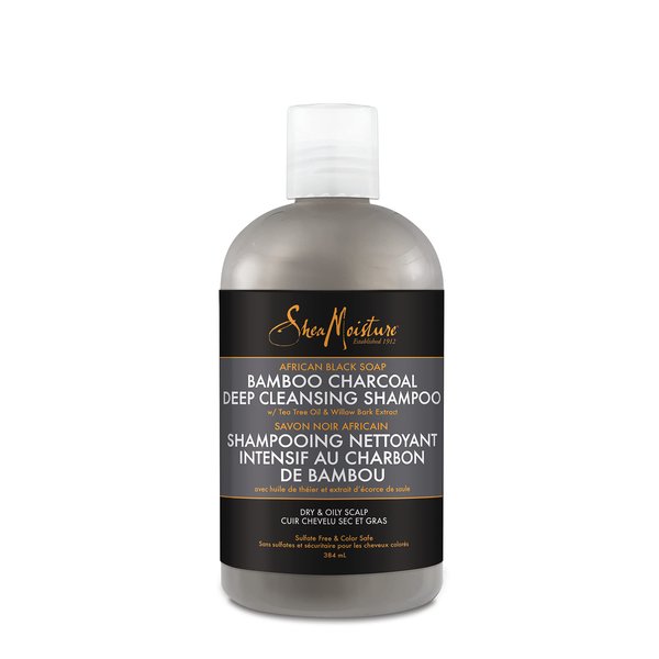 Shea Moisture African Black Soap Bamboo Charcoal Deep Cleansing Shampoo 13 OZ./384 mL