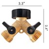 Hourleey Brass Garden Hose Splitter 2 Way, 3/4 Inch Hose Connector Tap Splitter, Hose Y Splitter, Hose Spigot Adapter 2 Valves with Extra Rubber Washers (1)