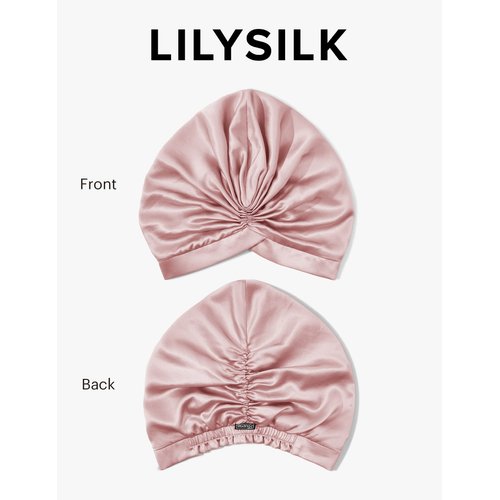 LilySilk Silk Bonnet for Sleeping Womens 100% Mulberry Silk Sleep Cap Hair Wrap for Curly Long Hair Rosy Pink