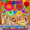 TURNMEON 40Pcs Fiesta Mexican Party Decorations Supplies, Cinco De Mayo Llama Balloons Paper Fans Pom Poms Table Cover Pennant Papel Picado Banner Honeycomb Table Decor Taco Tuesday Dia De Los Muertos