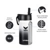 Vmini Kids Water Bottle - Insulated Water Bottle with Straw, Wide Mouth Stainless Steel & Vacuum, New Straw Lid with Wide Handle, Gradient White+Black & 12 oz
