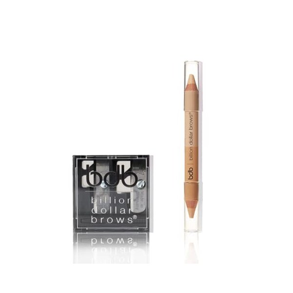 Billion Dollar Brows Duo Brow Highlighter & Concealer Pencil for Lifting and Highlighting Eyebrows, Creamy Matte Brow Shaper Definer (Duo Pencil + Sharpener)