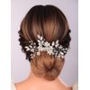 Teyglen Flower Pearl Bride Wedding Hair Comb Silver Crystal Hair Comb Bridal Hair Piece Decorative Hair Accessories for Bride Rhinestone Headpiece for Women Grils (Silver)