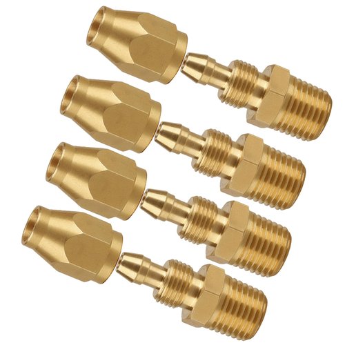 Xastro 4PCS Air Hose Repair Fitting for 1/4" Barb x 1/4" NPT Rigid, Brass Pneumatic Reusable Replacement(1/4" ID, 5/16" OD Air Hose)