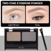 Brow Powder Kit,Long-Lasting Waterproof Two Colors Brow Filler Get Full Defined Natural Brows,Eyebrow Contour Palette with Double-ended Eyebrow Brush,sombra para cejas - Light Brown+Grey