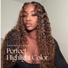 Honey Blonde Water Wave Bundles Human Hair 22 Inch, Soft & Shed-free P4/27 Ombre Piano Color Curly Brown And Blonde Highlight Weave Human Hair Bundles Wet and Wavy 10A 100% Virgin Hair Single Bundle