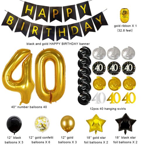 NORTHERN BROTHERS 40th Birthday Decorations for Men Women 40th Birthday Party Decor 40 Years Old Birthday Decorations Balloons Over The Hill Party Supplies 40th