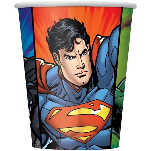 Unique Disposable Paper Cups - 9 Oz, Justice League, 8 Pcs