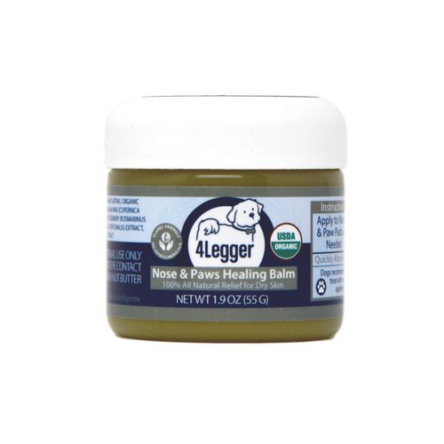 4Legger Certified Organic Dog Paw Balm Heals, Repairs, Moisturizes, Restores Dry, Cracked Paws, Elbows, Snout, Creates Protective Barrier Against Snow, Ice All-Natural Paw Protector, Vegan, USA Made