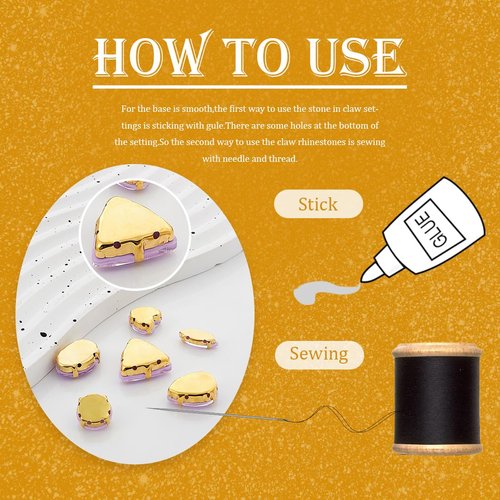 TANOSII Sew on Rhinestones 60 PCS Mixed Shapes Glass Rhinestones Sew on Crystal Gems Mental Flatback with Golden Claw for Jewelry Crafts Clothes Shoes Costume Garment Purple