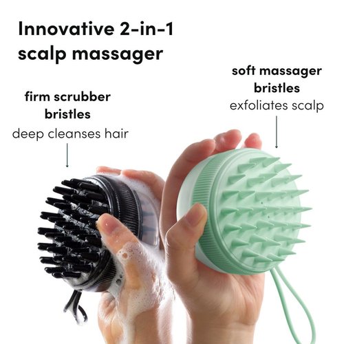 Fancii Hair Scalp Massager, Shampoo Brush for Wet & Dry Hair, Scalp Scrubber Exfoliator for Dandruff Removal & Hair Growth. Shower Head Brush for All Hair Types, Soft Silicone (Mint)