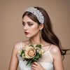 HNYYX Pearl Headbands for Women Crystal Wedding Headpiece for Bride Thick White Hair Accessories A210