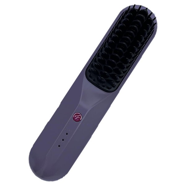 Cordless Hair Straightener Brush Hot Comb Hair Straightening Iron Wireless Heat Combs, Anti Burn for Natural Black Hair Beard Wigs Wonmen Gifts - Purple