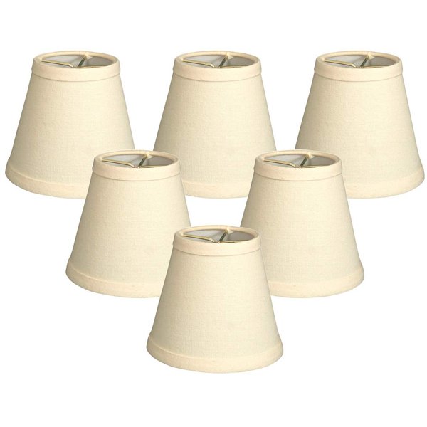 Royal Designs, Inc. Hardback Empire Chandelier Basic Lamp Shade, Linen Eggshell, 3" x 5" x 4.5" Set of 6