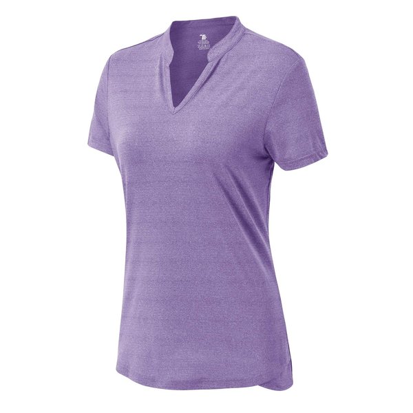 BASUDAM Women's Golf Polo Shirts V-Neck Short Sleeve Collarless Tennis Running T-Shirts Quick Dry Purple XS
