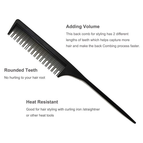3 Teasing Comb, Tail Comb for Root Teasing for Thin, Add Volume Fine and Normal Hair Types, Hair Comb For Women And Men, 8.75 Inches