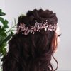 Teyglen Wedding Bride Rhinestones Crystal Headband Hair Vine Handmade Bridal Crystal Beads Headband Wedding Hair Accessories for Brides Hair Pieces Headpieces for Women Girl (Champagne)