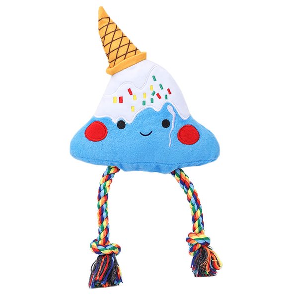 HugSmart Pet – Fuji ice-Cream | Squeaky Plush Dog Toy for Small Medium Dogs |Cute Interactive Dog Toys with Ropes for Tugging Action