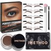 iMethod Eyebrow Stamp and Eyebrow Stencil Kit - Eye Brow Stamping Kit, Brow Stamp Trio Kit, Brow Stencil and Stamp Kit, Brow Eyebrow Kit, Warm Black Brown