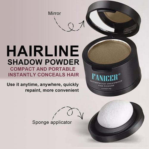 Instantly Hairline Powder,Root Cover Up Hairline Shadow Powder, Root Touch Up Hair Powder,Quickly Conceals Hair Loss, Eyebrows, Beard Line,Coverage Hair Powder for Thinning Hairline-Light Coffee