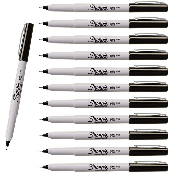 SHARPIE Permanent Markers, Ultra Fine Point, Black, 12-Count