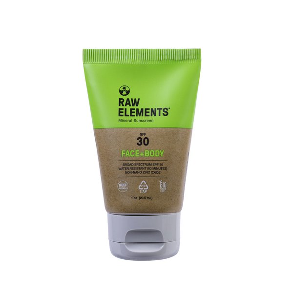 Raw Elements Face and Body All-Natural Mineral Sunscreen, Travel Size 1oz (1-Pack)