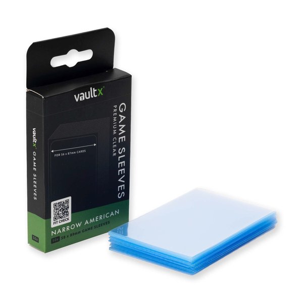 Vault X Narrow American Board Game Sleeves for Cards of 56x87mm Protect, Preserve with Non-PVC Anti-Static Fitted Sheath (50pcs)