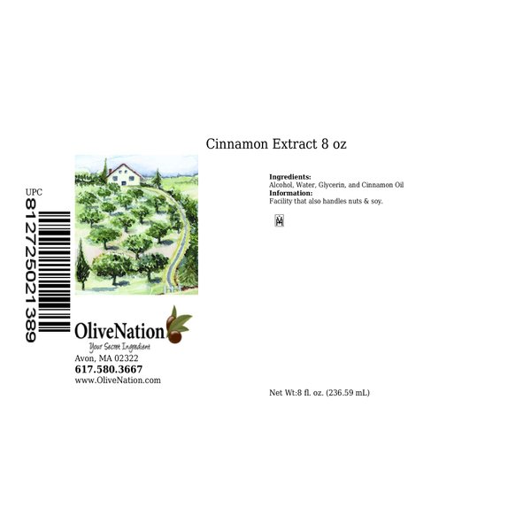 OliveNation Pure Cinnamon Extract - 8 ounces - Gluten-free, Sugar-free, Kosher - Premium Quality Flavoring Extract for Baking