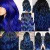TENGNIUNIU Colored Hair Extensions Clip in Blue 12 Pieces Highlights Party for Kids Girls Women 16 Inch Wavy Curly Synthetic