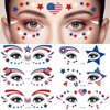 EVECILOO 10 Sheets 4th of July Patriotic Face Temporary Tattoo Sticker Eye Decoration Independence Day Red White and Blue Party Supplies American theme Party Favors