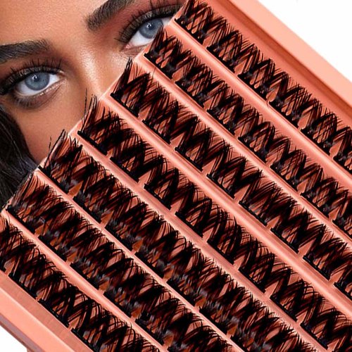 Uranian DIY Eyelash Extensions Cluster Lashes Black 63pcs Faux Mink Lashes 10-14mm Mixed Length Individual Lash Natural C Curl False Eyelashes for Women and Girls （Black）