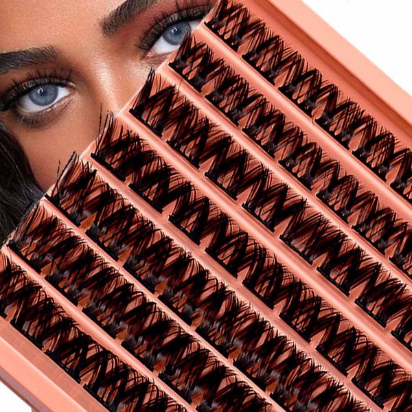 Uranian DIY Eyelash Extensions Cluster Lashes Black 63pcs Faux Mink Lashes 10-14mm Mixed Length Individual Lash Natural C Curl False Eyelashes for Women and Girls （Black）
