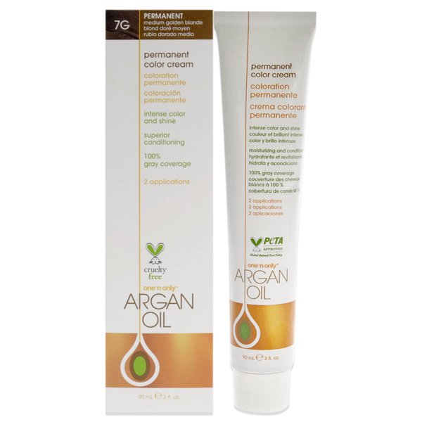 One n Only Argan Oil Permanent Color Cream - 7G Medium Golden Blonde Hair Color Unisex 3 oz