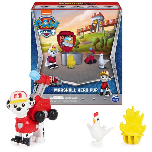 Paw Patrol, Big Truck Pups Marshall Action Figure with Clip-on Rescue Drone, Command Center Pod and Animal Friend Kids Toys Ages 3 and up