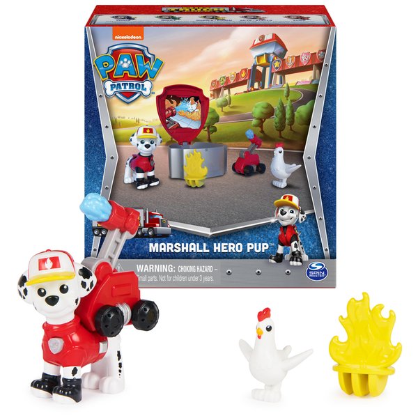 Paw Patrol, Big Truck Pups Marshall Action Figure with Clip-on Rescue Drone, Command Center Pod and Animal Friend Kids Toys Ages 3 and up